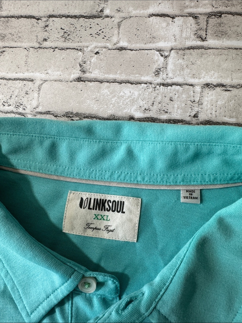 Linksoul mens 2XL XXL light blue NBC golf Tempus Fugit luxury cotton polo shirt - Picture 2 of 5